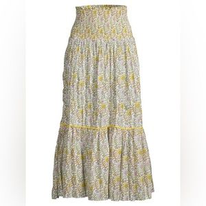 Faith + Zoe smocked waist floral cotton skirt